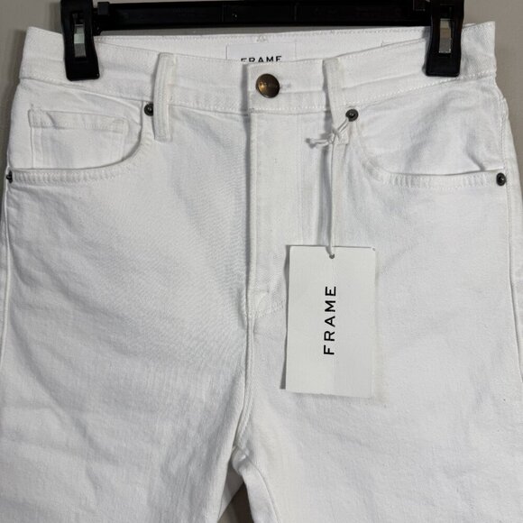 Frame Le Vintage Bermuda Shorts Women's 25 White Denim High Rise Stretch NWT - Picture 6 of 15